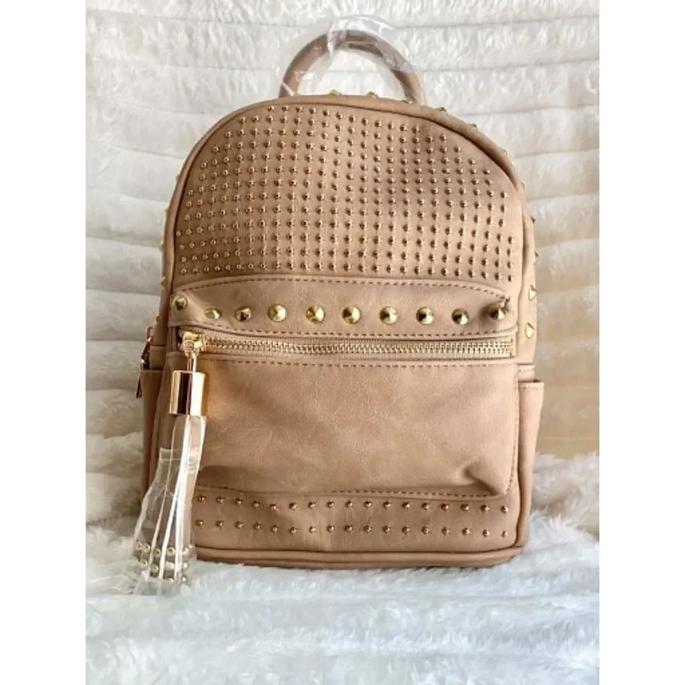 Brentano Sand Beige Studded Mini Backpack Purse NWT